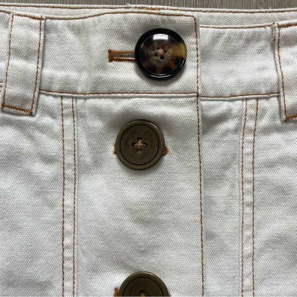 Tibi White Denim Skirt Button Front A Line - Picture 2 of 5